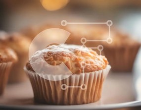 Intra Συλλεκτικό Ξύλινο Παζλ Plywood  4mm - Νόστιμα Muffins σε λευκό πιάτο Σε Ξύλινο Κουτί - Διαστάσεις: 10x10 cm – 25 κομμάτια