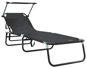vidaXL Πτυσσόμενη ξαπλώστρα 2 pcs Μαύρο 56 x 190 x 81εκ ύφασμα