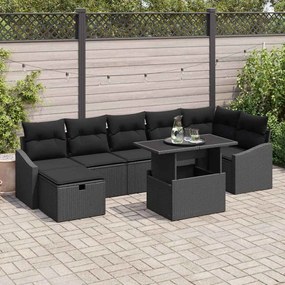 vidaXL Σετ Καναπέ Κήπου με μαξιλάρι 8 pcs Μαύρο Πολυ ράταν