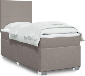 vidaXL Κρεβάτι Boxspring με Στρώμα Taupe 100 x 200 εκ. Υφασμάτινο