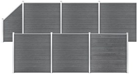 vidaXL Πάνελ Περίφραξης 6 Τετράγωνα + 1 Κεκλιμένο Γκρι 1138x186 εκ WPC