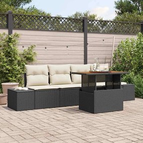 vidaXL Σέτ φαγητού για κήπο 5 pcs Μαύρο και Κρέμα 100 x 55 x 73 εκ