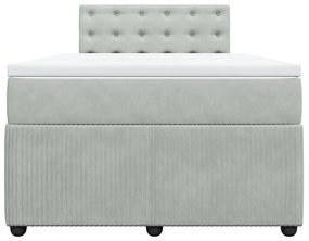 Κρεβάτι Boxspring με Στρώμα Ανοιχτό Γκρι 120x200 εκ. Βελούδινο - Γκρι