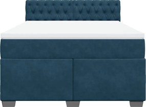 vidaXL Κρεβάτι Boxspring με Στρώμα Μπλε 160x200 εκ. Βελούδινο