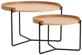 Ζιγκόν Mandy (Σετ 2Τμχ) 141HWR1145 80x80x51/60x60x41cm Natural-Black