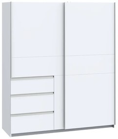 Ντουλάπα ρούχων Gotion δίφυλλη λευκό μελαμίνης 200x61x200.5εκ Υλικό: Carcase &amp; front: chipboard. Handles: metal - Aluminium / drawer: pp - White 318-000007