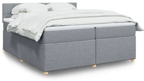 vidaXL Κρεβάτι Boxspring με Στρώμα Ανοιχτό Γκρι 200x200 εκ. Υφασμάτινο