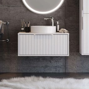 Έπιπλο Μπάνιου Πάγκος Με Νιπτήρα Hole S3BHOL085WH 83x50x37cm White Ceranic,Mdf