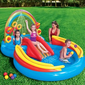 INTEX Πισίνα Φουσκωτή Rainbow Ring Play Center 297x193x135 εκ. 57453NP