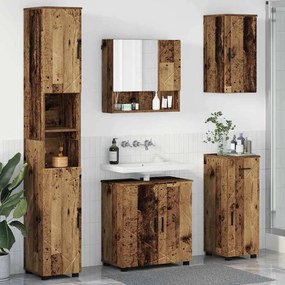 vidaXL Σετ Επίπλων Μπάνιου με πόρτα 5 pcs Παλαιό ξύλο 61 x 35 x 64 εκ.