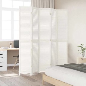 vidaXL Διαχωριστικό Χώρου με 5 Πάνελ Λευκό από Μασίφ Ξύλο Παυλώνιας