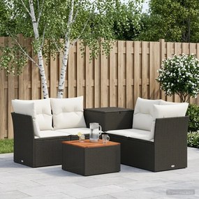 vidaXL Σετ Καναπέ 6 τμχ. Μαύρο και Κρεμ Λευκό 55 x 55 x 37 cm