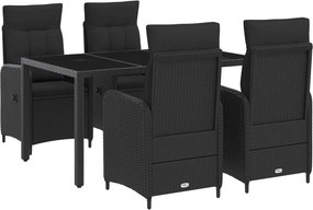 vidaXL Σετ Εξωτερικής Τραπέζης 5 pcs Μαύρο 150 x 90 x 75 cm
