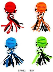 Υφασμάτινο παιχνίδι σκύλου σχοινί με μπάλα μασητική - 18cm - 12pcs - 550492