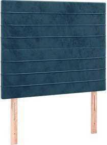 vidaXL Κρεβάτι Boxspring με Στρώμα Σκούρο Μπλε 90x190 εκ. Βελούδινο