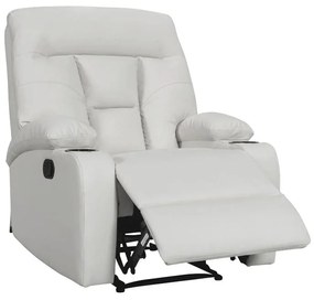 Πολυθρόνα relax με ποτηροθήκη Terpsi pakoworld λευκό PU 80x94x100εκ