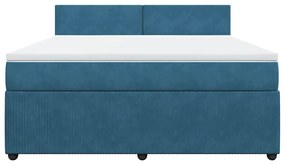 vidaXL Κρεβάτι Boxspring με Στρώμα Μπλε 180x200 εκ. Βελούδινο