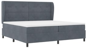 vidaXL Κρεβάτι Box Spring με Στρώμα  Γκρι 200x200 εκ. Βελούδο