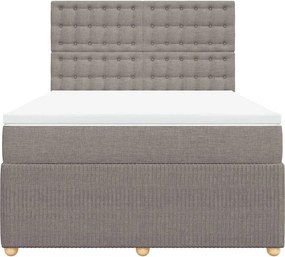 vidaXL Κρεβάτι Boxspring με Στρώμα Taupe 140x200 εκ. Υφασμάτινο
