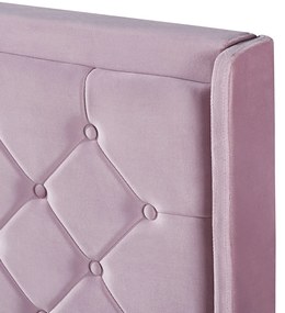Κρεβάτι Διπλό ArteLibre ANNONA Ανοιχτό Ροζ Βελούδο 217x175x117.5cm (Στρώμα 160x200cm)