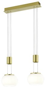 Κρεμαστό Φωτιστικό Brass Mat Δίφωτη Ράγα 52xH150cm LED 2x8w 2x900lm 3000K Switch Dimmer Trio Lighting Madison 342010208