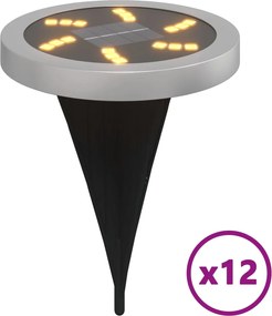 vidaXL Ηλιακά Φωτιστικά Δαπέδου με Στήριγμα Εδάφους 12τεμ. Θερμό Λευκό