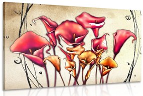 Εικόνα λουλουδιών κόκκινης λάσπης - 60x40