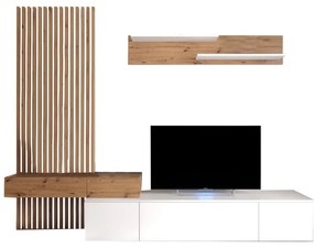 Σύνθετο σαλονιού Litende pakoworld sonoma-λευκό 249.5x42x199.5εκ 192-000032
