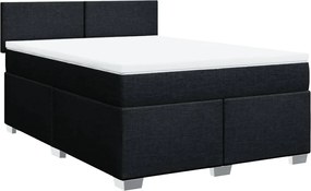vidaXL Κρεβάτι Boxspring με Στρώμα Μαύρο 140x190 εκ. Υφασμάτινο