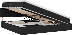 vidaXL LED Κρεβάτι αποθήκευσης με στρώμα Μαύρο 200 x 200 cm Ύφασμα