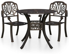 vidaXL Σετ Επίπλων Bistro 3 Τεμαχίων Μπρονζέ από Χυτό Αλουμίνιο