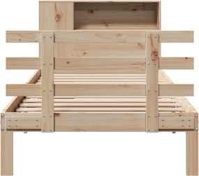 vidaXL Κρεβάτι Βιβλιοθήκη Χωρίς Στρώμα 75x190 εκ Μασίφ Ξύλο Πεύκο