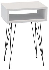 Κομοδίνο Naida σε Λευκό με Μαύρα Μεταλλικά πόδια 40x30x59εκ. 40x30x59 εκ.