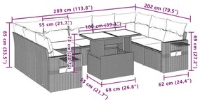 Σαλόνι Κήπου Σετ 10 Τεμαχίων Μαύρο Συνθετικό Ρατάν με Μαξιλάρια - Μαύρο