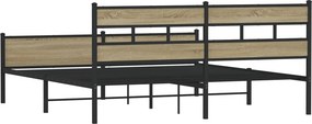 vidaXL Σκελετός Κρεβ. Χωρίς Στρώμα Sonoma Δρυς 193x203 εκ. Μεταλλικό