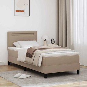 vidaXL Κρεβάτι Box Spring με Στρώμα Cappuccino, 100 x 200 εκ, από Συνθετικό Δέρμα