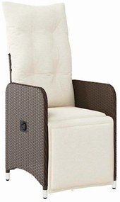 vidaXL Σέτ φαγητού για κήπο με μαξιλάρι 5 pcs Καφέ Πολυ ράταν