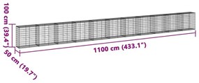 Συρματοκιβώτιο με Κάλυμμα 1100x50x100εκ από Γαλβανισμένο Χάλυβα - Ασήμι