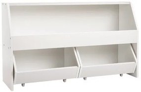 VEVOR Toy Storage Organizer, Wooden Kids Bookshelf with Storage, Toy Storage Cabinet with 2 Mobile Drawers, Kids Storage Organizer for Bedroom, Nursery, Living Room, Entryway, Preschool, White
