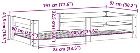 Σκελετός Κρεβ. Χωρίς Στρώμα Λευκό 90x190 εκ Μασίφ Πεύκο - Λευκό