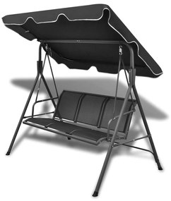 vidaXL Κούνια Παγκάκι Κήπου με Τέντα Μαύρη