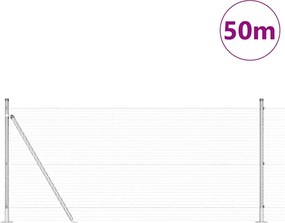 vidaXL Στύλος Περιφράξεων Ασημί 50 x 0,8 μ (25 x 25 χιλ. πλέγμα)