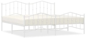 vidaXL Πλαίσιο Κρεβατιού με Κεφαλάρι/Ποδαρικό Λευκό 200x200εκ. Μέταλλο