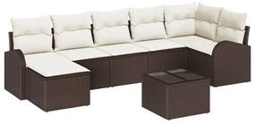 vidaXL Σετ Καναπέ Κήπου με μαξιλάρι 8 pcs Καφέ Πολυ ράταν