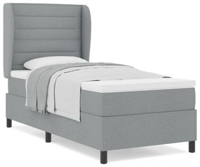 vidaXL κρεβάτι Box Spring  με στρώμα σε ανοιχτό γκρι, 80x200 εκ., ύφασμα