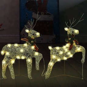 vidaXL Χριστουγεννιάτικοι Τάρανδοι 2 τεμ. με 40 LED Χρυσοί