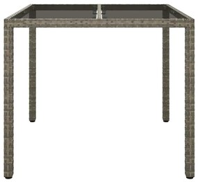 vidaXL Τραπέζι Κήπου για Φαγητό Γκρι 90 x 90 x 75 cm Πολυ ράταν