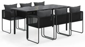 vidaXL Σετ Τραπεζαρίας Κήπου 7 Τεμαχίων Μαύρο