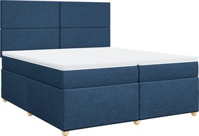 vidaXL Κρεβάτι Boxspring με Στρώμα Μπλε 200x200 εκ. Υφασμάτινο