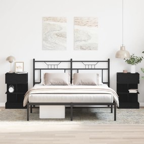 vidaXL Κομοδίνο 2 τμχ Μαύρη Δρυς 40x35x65 εκ. Κατασκευασμένο από Ξύλο